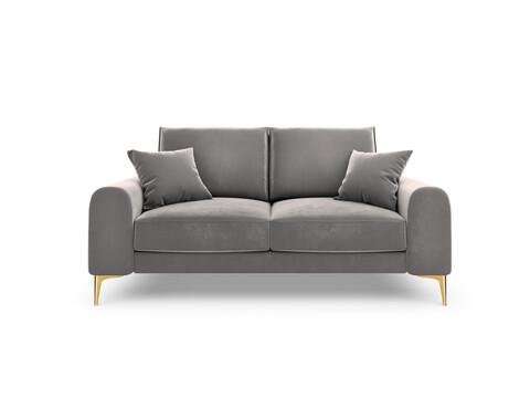 Canapea, Madara, Mazzini Sofas, 2 locuri, gold legs, 172x102x90 cm, catifea, gri deschis