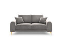 Canapea, Madara, Mazzini Sofas, 2 locuri, gold legs, 172x102x90 cm, catifea, gri deschis