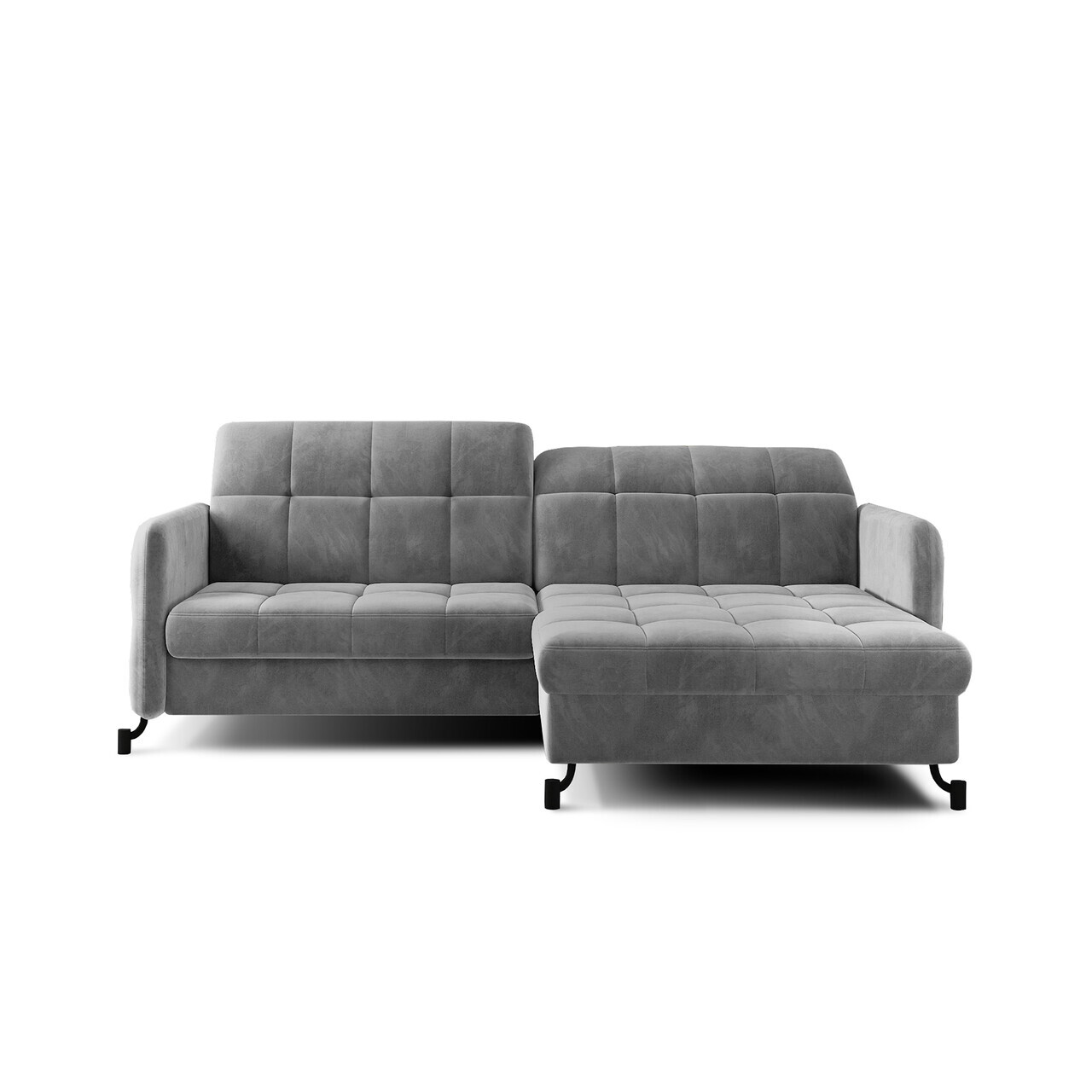 Set coltar extensibil dreapta 3 locuri si taburet ELTAP, Lor_PP_11, Lorelle, 225x160x105 cm / 100x70x45 cm, lemn/poliester, gri deschis - view 2