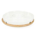 Platou servire Fincan, Homla, 30 cm, portelan/bambus, alb/natur