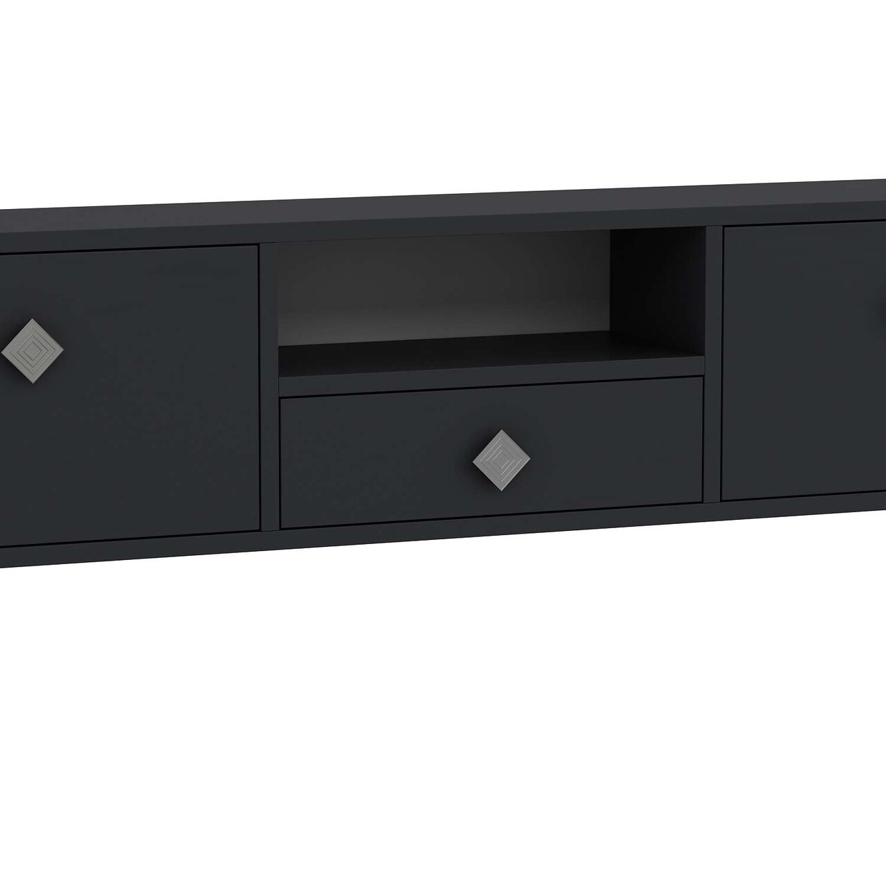 Comoda TV, Hanah Home, 1305-DROP-1, 140x30x30 cm, PAL , Antracit / Argintiu - view 6