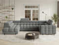 Coltar extensibil stanga 3 locuri ELTAP, LT-03ROY, Fectory, 346x205x93 cm, lemn/poliester, gri