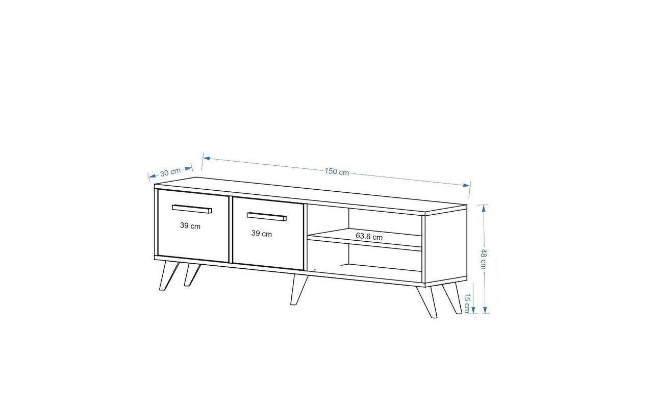 Comoda TV, Odessa, Noyan, 150x30x48 cm, PAL, Alb / Antracit