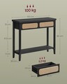 Consola cu 2 sertare Vasagle, Boho Chic, 100x30x80 cm, PAL/MDF, negru