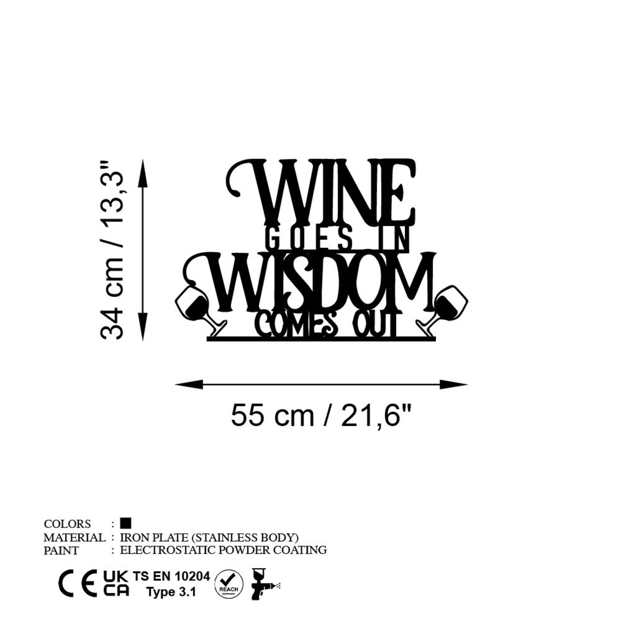 Decoratiune de perete, Wine Wisdom, Dimensiune: 55 x 34 cm , Negru - view 6