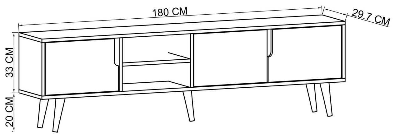 Comoda TV, Hanah Home, Latina 180, 180x30x53 cm, PAL MELAMINAT, Maro — imaginea 6