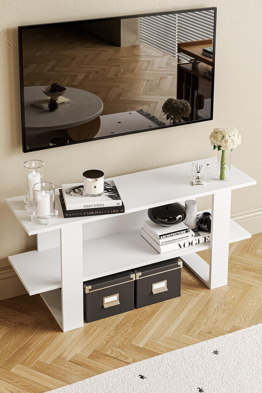 Comoda TV, Hanah Home, Harta, 120x55x35 cm, Alb — imaginea 2