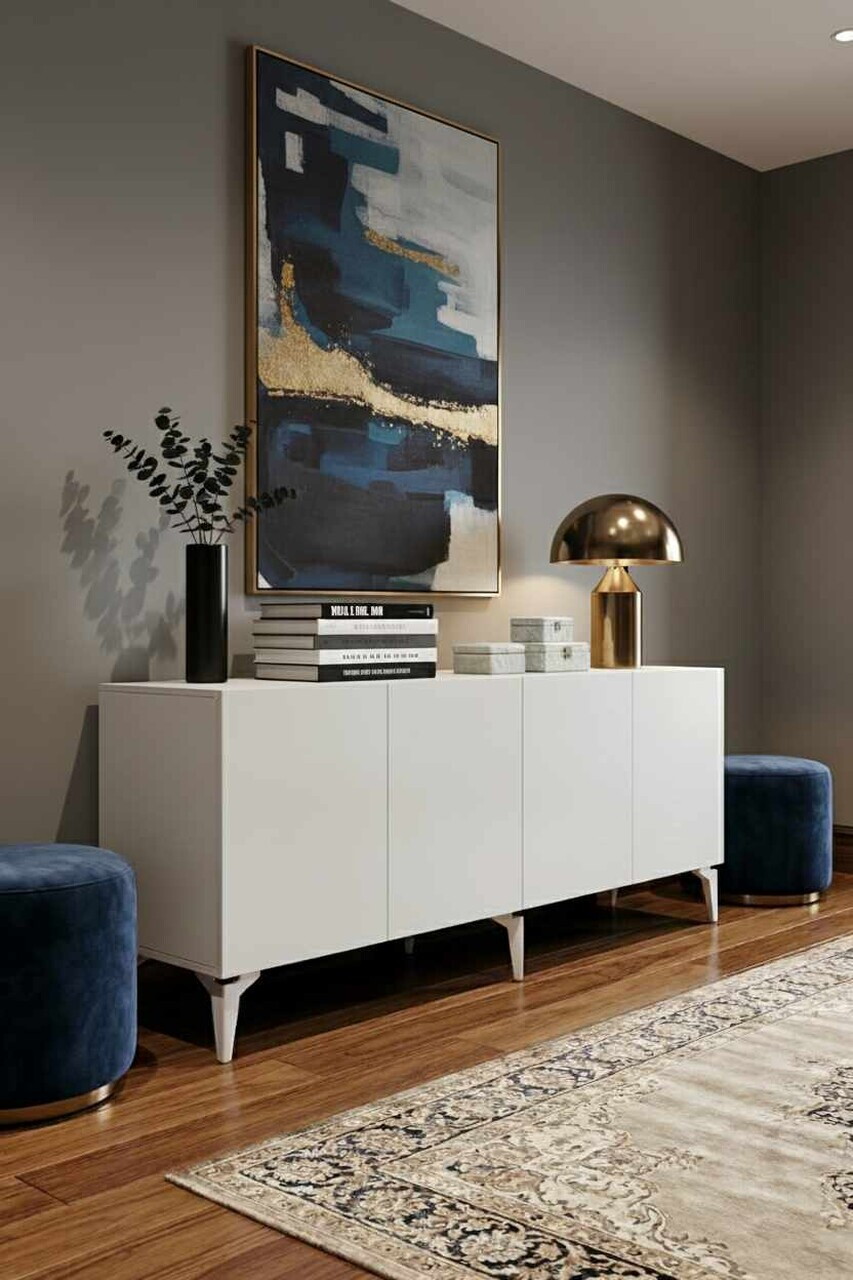 Consola, Hanah Home, Gumus 180, 180x79x32 cm, Alb — imaginea 4