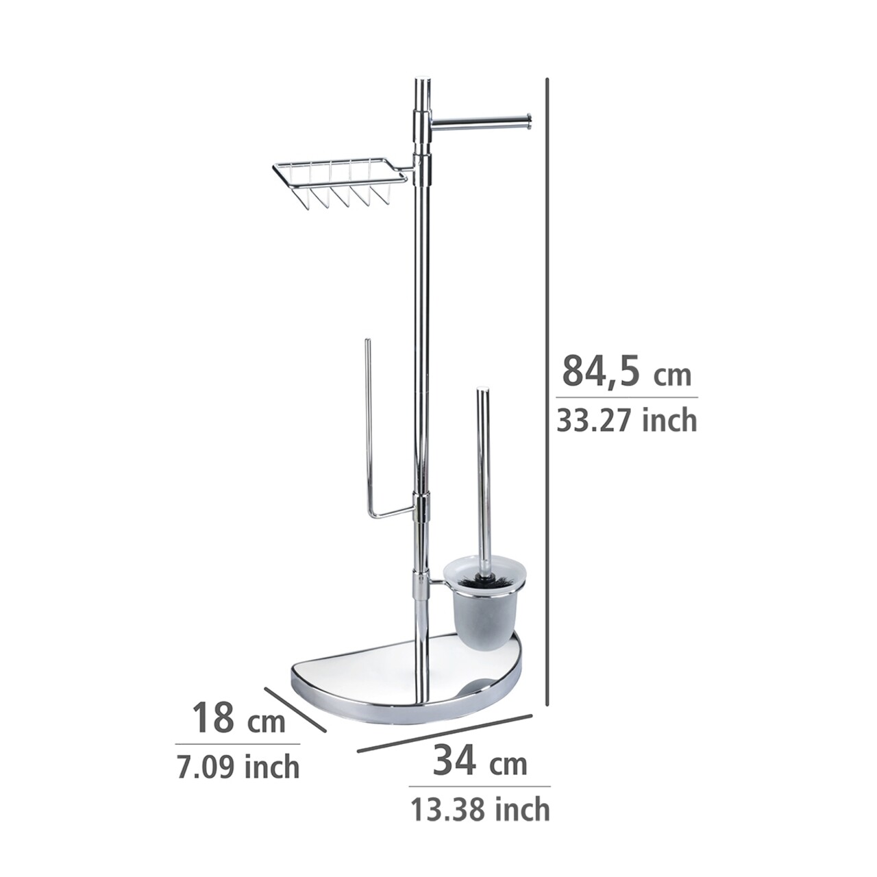 Suport pentru hartie igienica si perie de toaleta, Maximex, 34 x 18 x 84.5 cm, inox - 1 | YEO