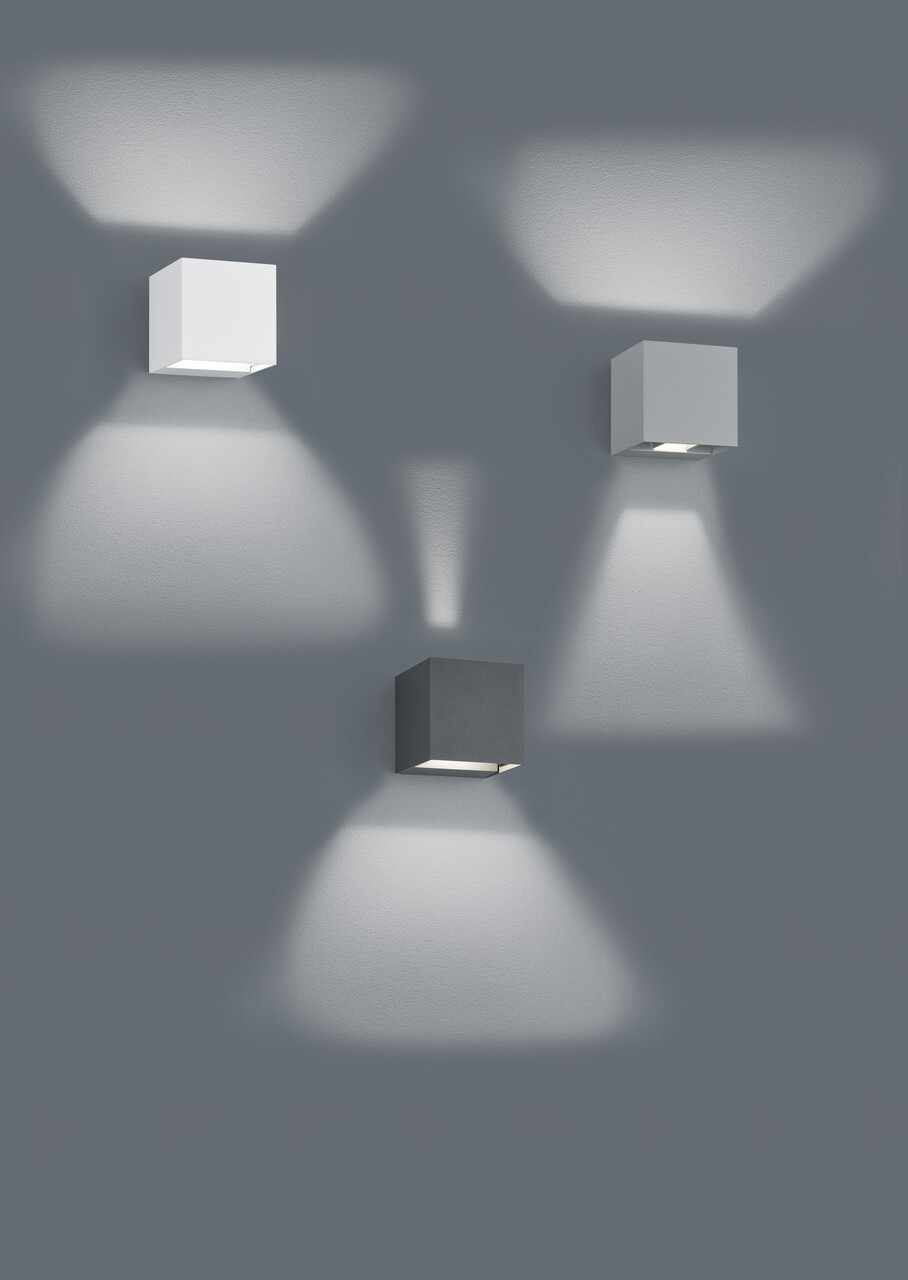 Aplica de perete pentru exterior Adaja, TRIO, 8x8x8 cm, 3W, 2x SMD, aluminiu turnat, antracit