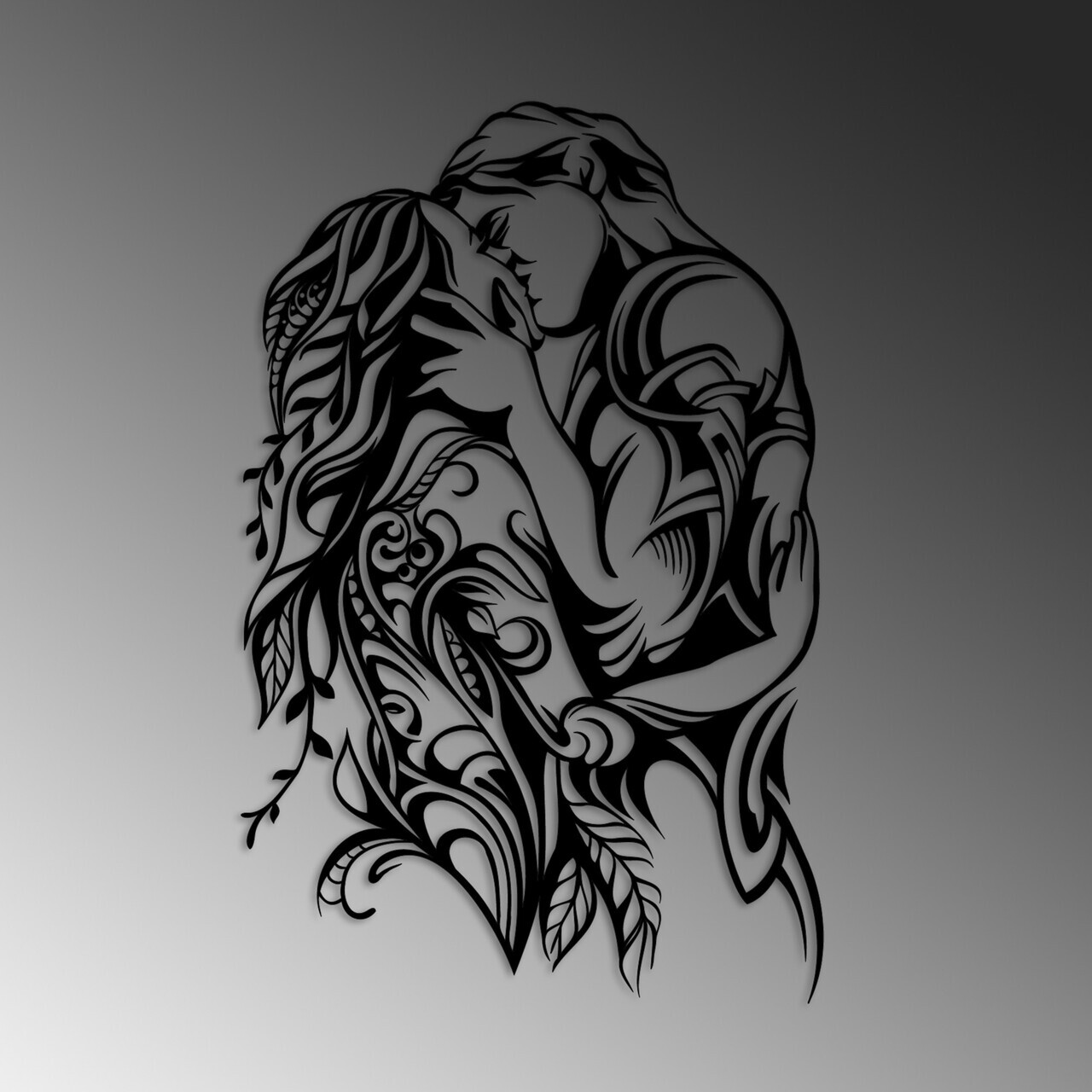 Decoratiune de perete, Kiss, Dimensiuni: 78 x 50 cm, Negru — imaginea 6