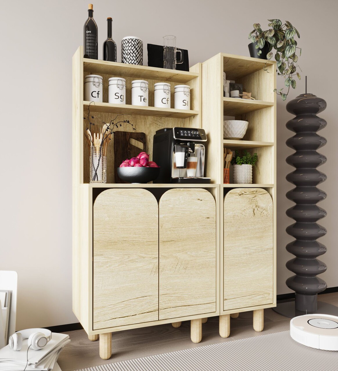 Dulap multifunctional, Hanah Home, Parma 3, 105x155x40 cm, PAL, Maro - view 2