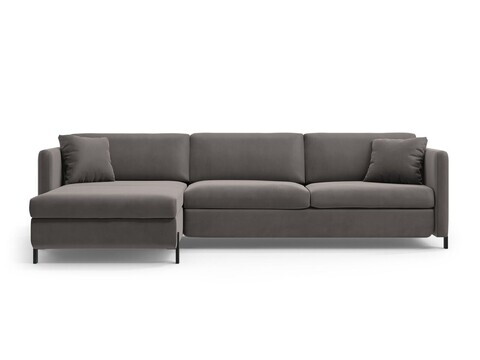 Coltar extensibil stanga 4 locuri, Gloria, Micadoni Home, 266x170x88 cm, catifea, gri