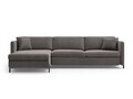 Coltar extensibil stanga 4 locuri, Gloria, Micadoni Home, 266x170x88 cm, catifea, gri