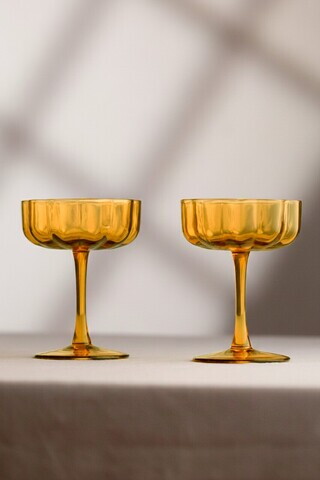 Set cupe de inghetata din sticla, Hermia, 127RKL1616, Galben mustar