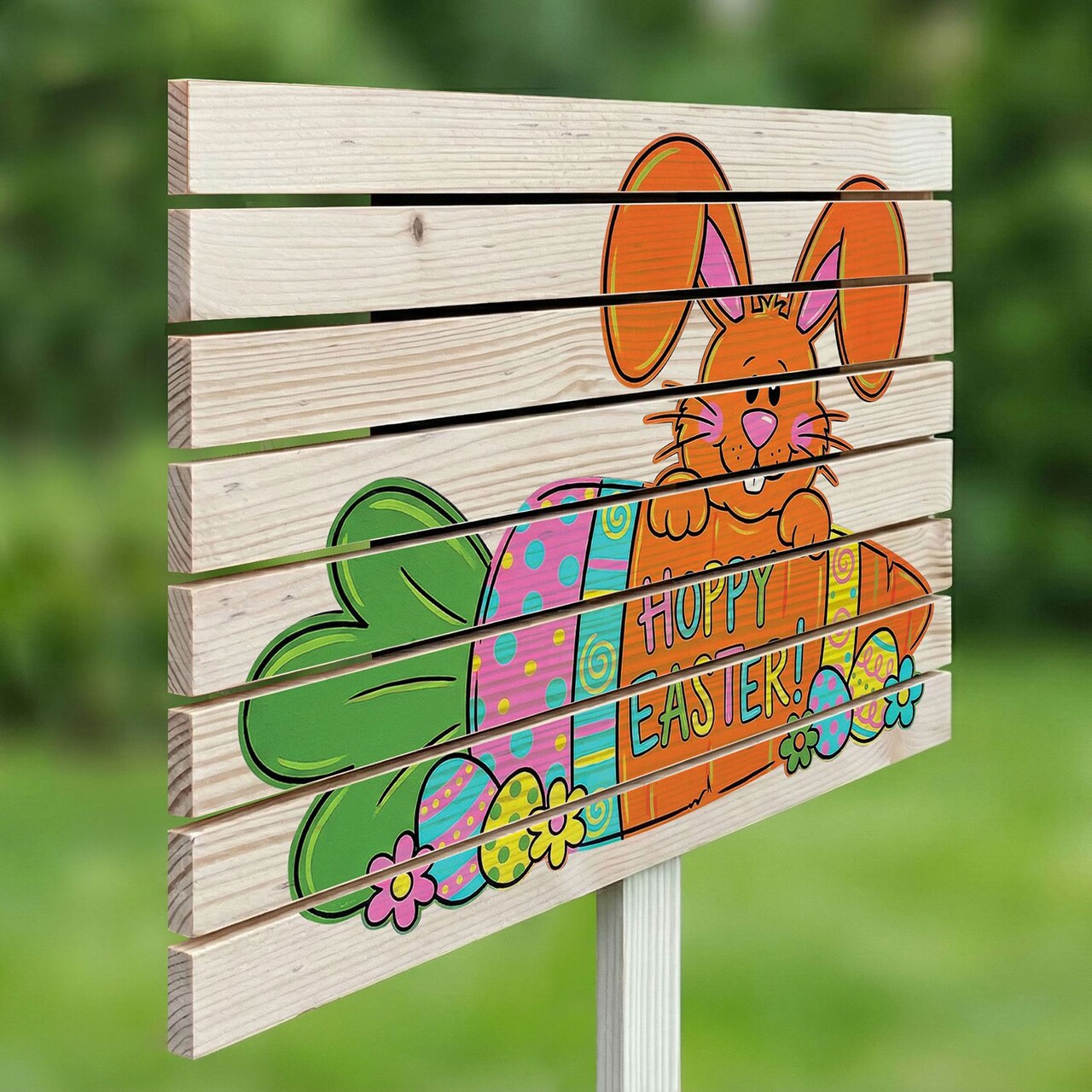 Semn de curte, The Easter Carrot Bunny, 58x38 cm, Multicolor - imagine 2