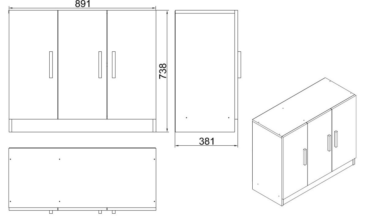 Dulap multifunctional, Locelso, Vario E, 89.1x73.8x38.1 cm, Alb