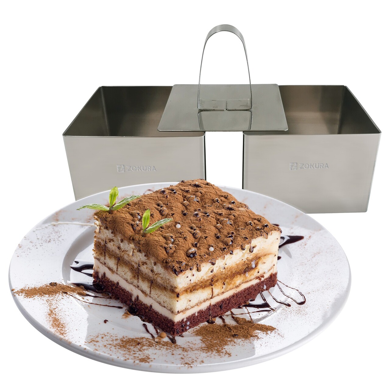 Set 2 forme decorare patrate si presa, inox, 7x7x5cm - Zokura - imagine 2