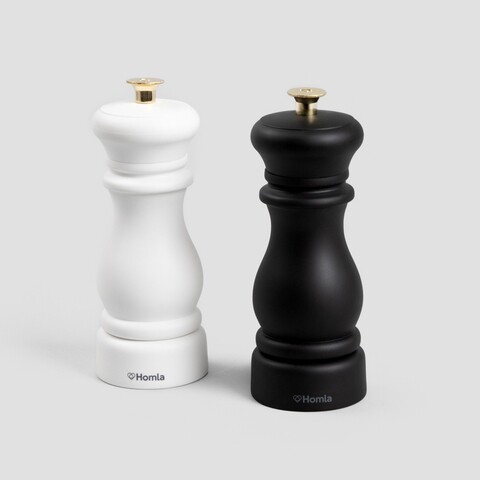 Set 2 rasnite pentru sare/piper Evron, Homla, 6x16 cm, plastic, alb/negru