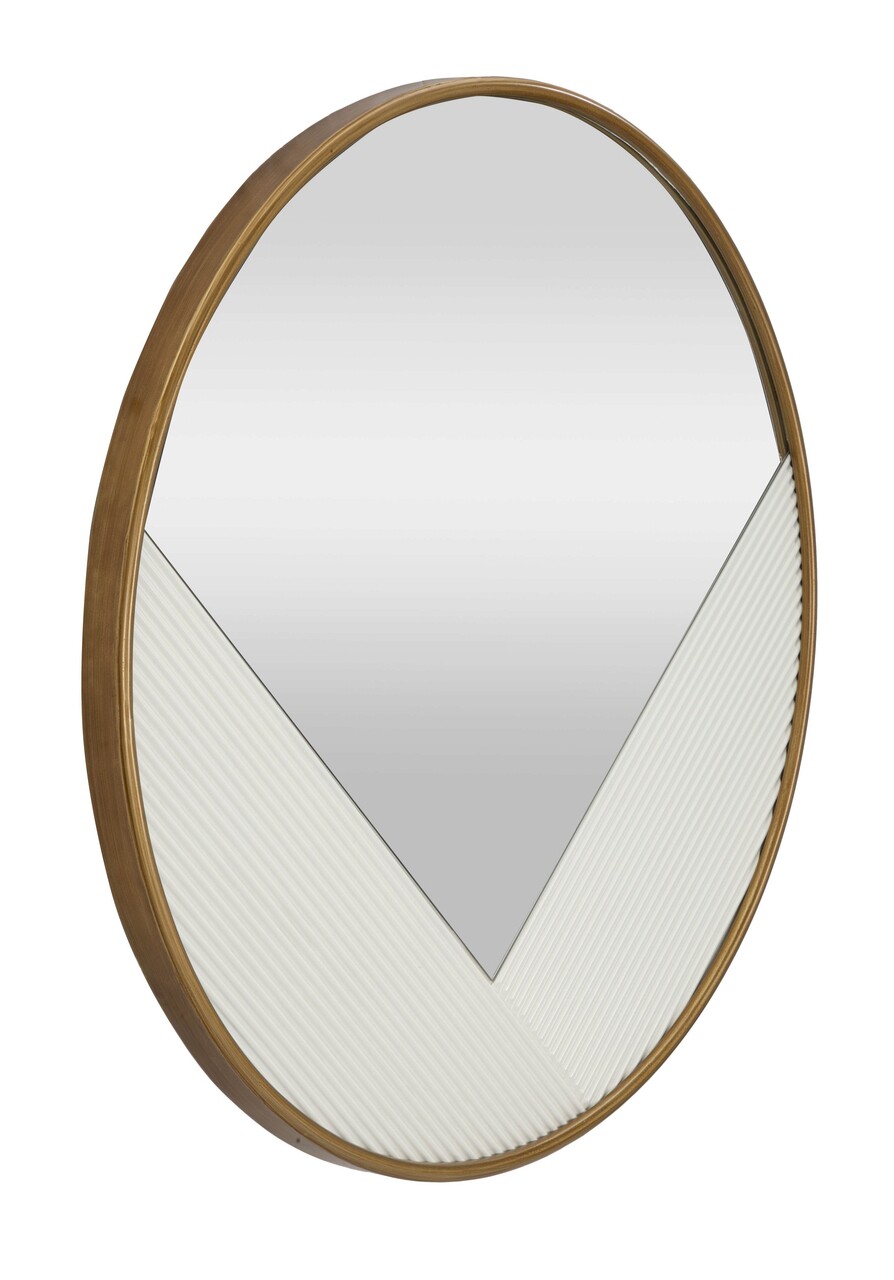 Oglinda decorativa Tolosa, Mauro Ferretti, 80 cm, MDF/fier/sticla, auriu/alb