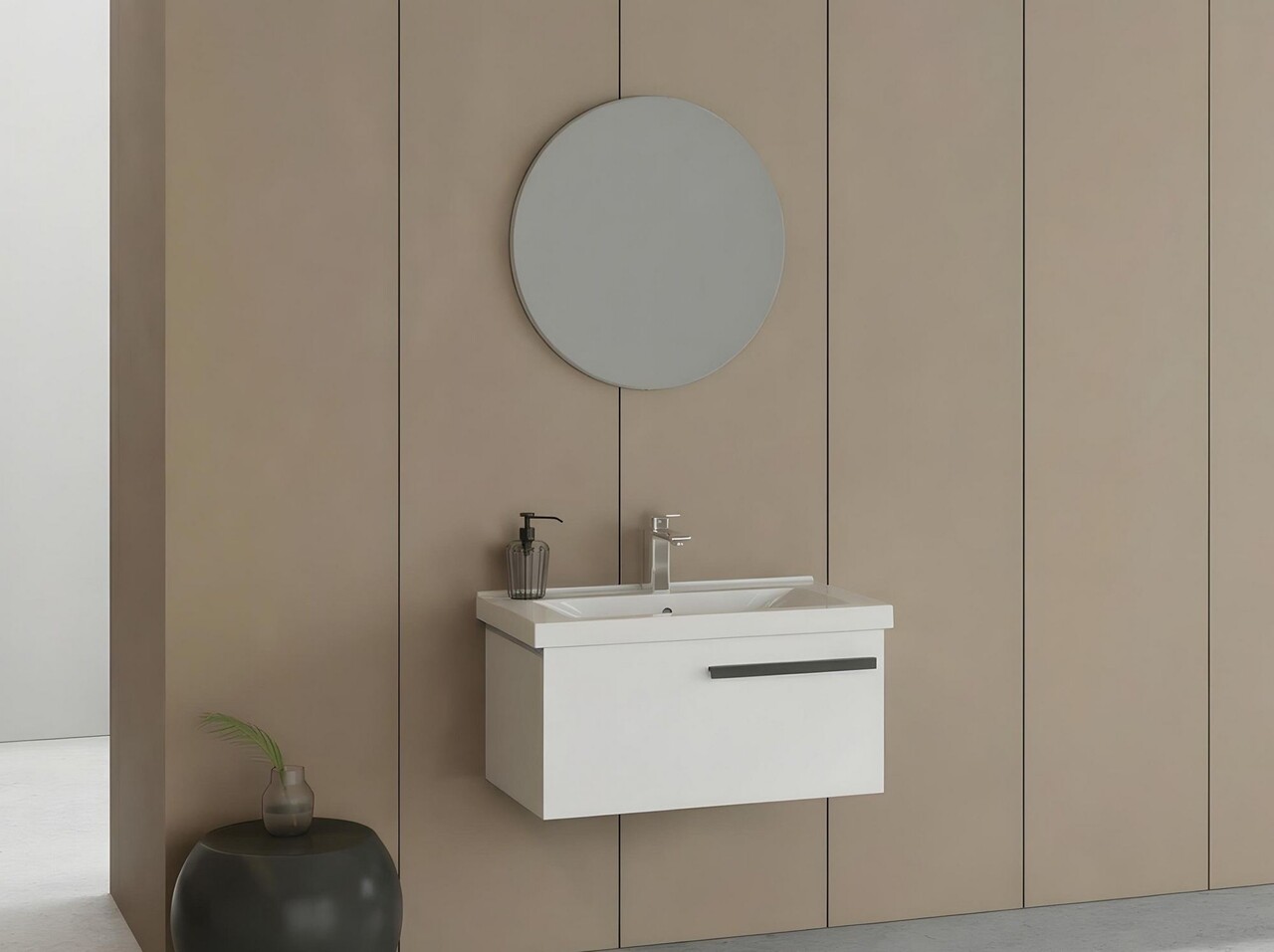 Set mobilier de baie (2 piese), Hanah Home, Bulu 80, Alb mat - view 2
