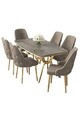 Set masa si scaune (7 piese), Hanah Home, Asel, Antracit / Auriu / Cappuccino