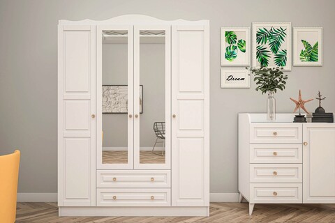 Dulap pentru haine, Glenevis, Tango 604, 140x186x50 cm, Alb Glenevis