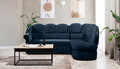 Coltar extensibil dreapta 3 locuri ELTAP, L-079, Lord, 243x180x112 cm, lemn/poliester, albastru inchis/negru