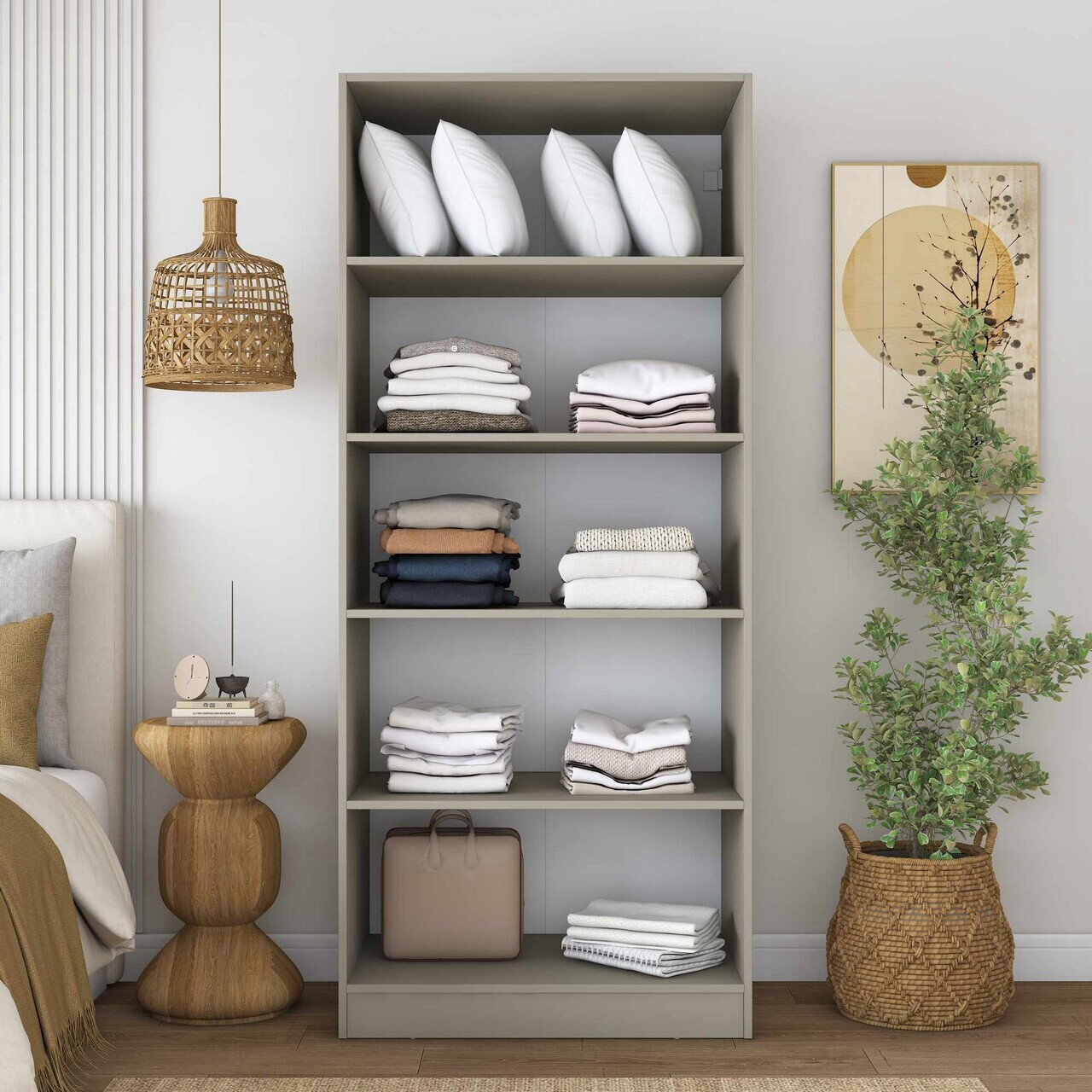 Dulap pentru haine, Hanah Home, BA288, 90x210x57.5 cm, Gresie — imaginea 4