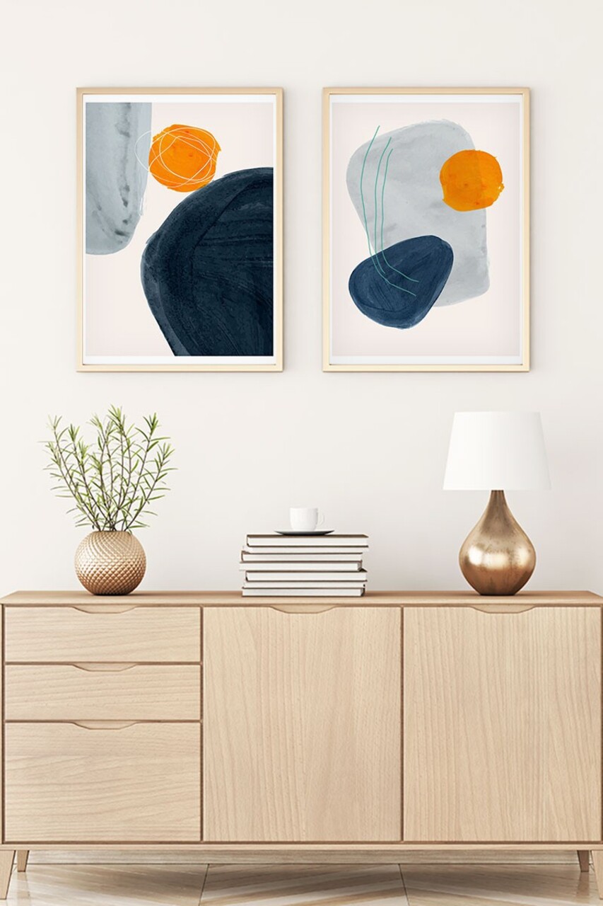 Set 2 tablouri decorative Huhu9 Cadru: 100% LEMN MASIV (Grosime: 25 cm) Multicolor