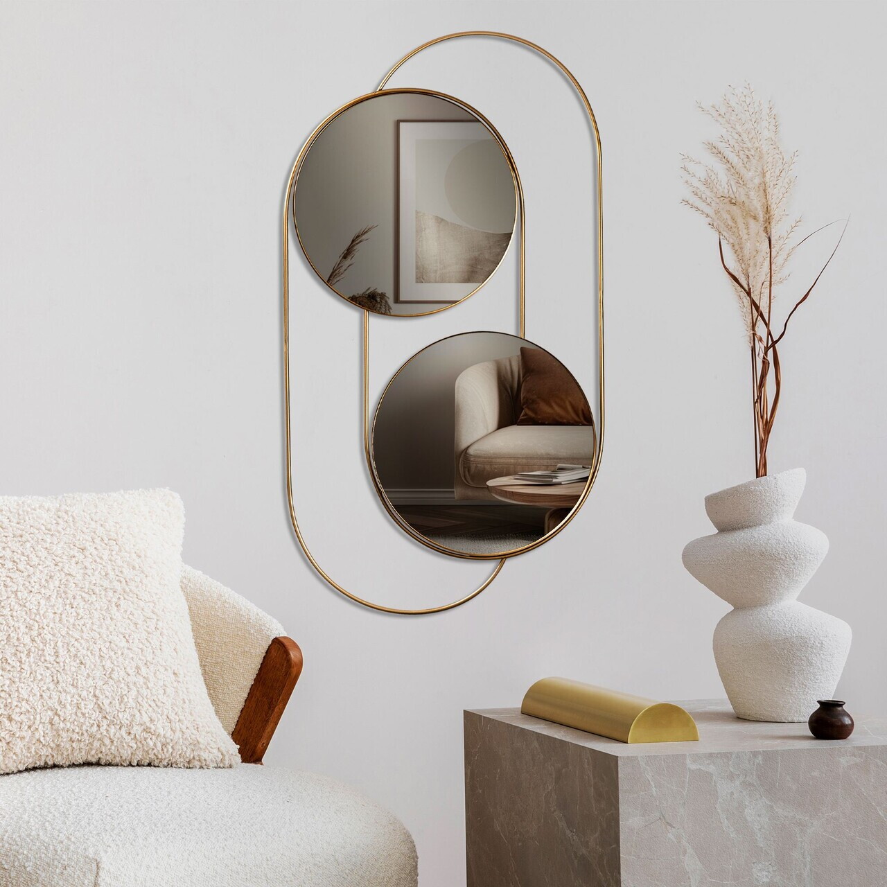 Oglinda decorativa, Bys, Oglindă de sticlă, Auriu — imaginea 2
