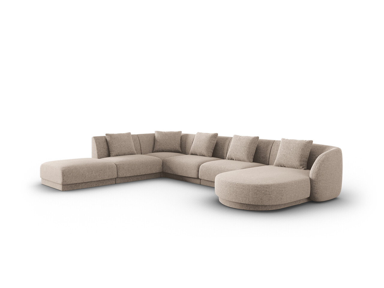 Coltar panoramic stanga 6 locuri, Tulum, Cosmopolitan Design, 330x255x70 cm, tesatura chenille, bej - 1 | YEO