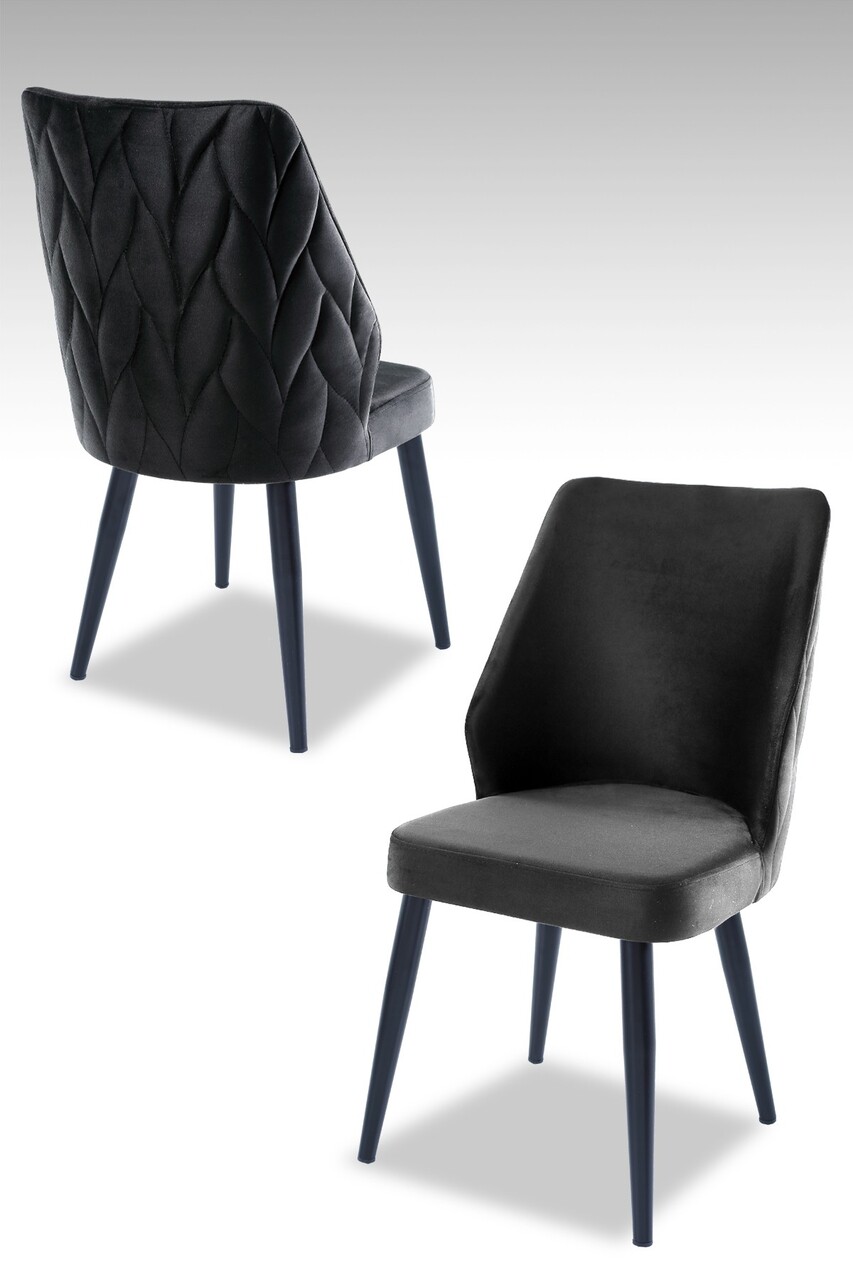 Set scaune 2 piese, Beckley, Pufi, Antracit / Negru