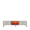 Comoda TV, Hanah Home, Orion Fireplace, 150x44.6x29.6 cm, PAL , Alb/Auriu