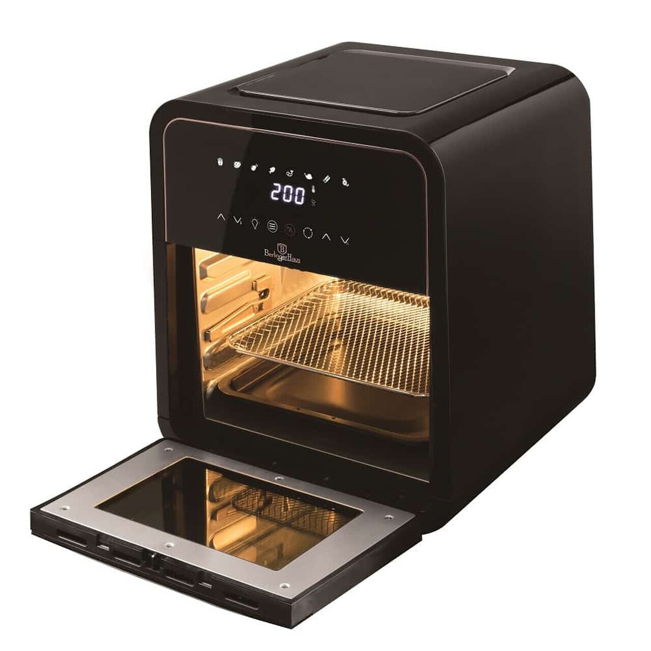 Cuptor cu friteuza cu aer cald Berlinger Haus, Black Rose, 2000W, 12 L, negru - imagine 4