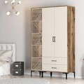 Dulap pentru haine, Hommy Craft, Kumsal PT, 120x47.5x201.4 cm, PAL, Maro/Crem