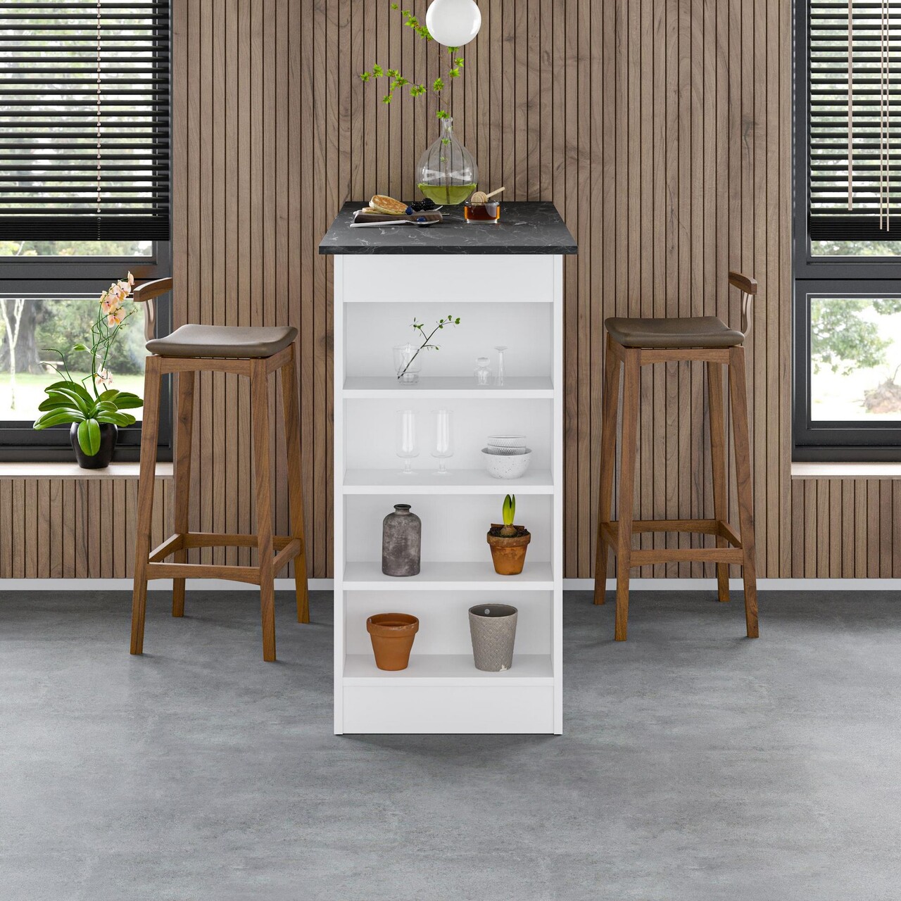 Masa de bar, Hanah Home, Swallow, 117x102x54 cm, Indicatori / Alb - view 2