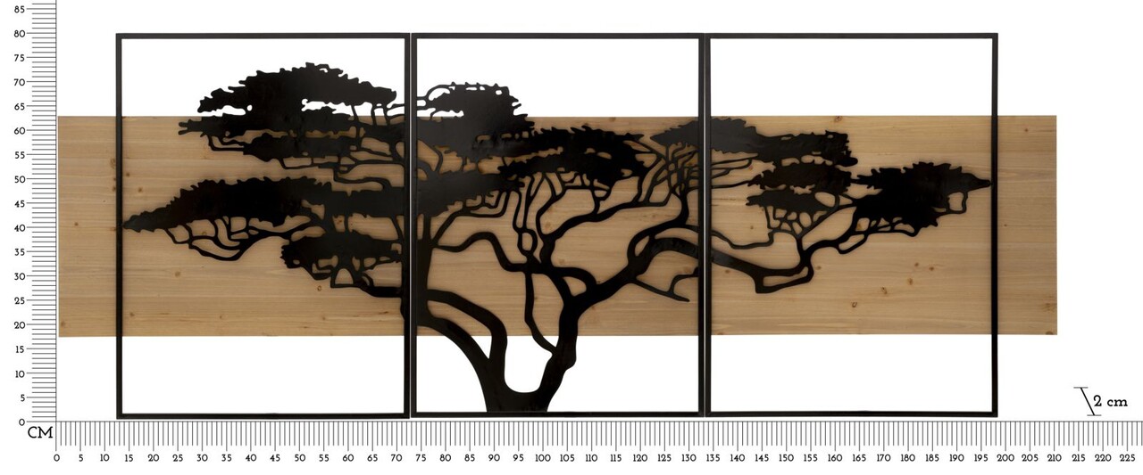 Set 3 decoratiuni de perete, Mauro Ferretti, Lagos, 204x80 cm, fier/MDF, negru, maro - imagine 5