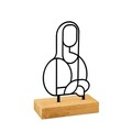 Decoratiune, Mona, 26x8x17 cm, Metal, Lemn/Negru