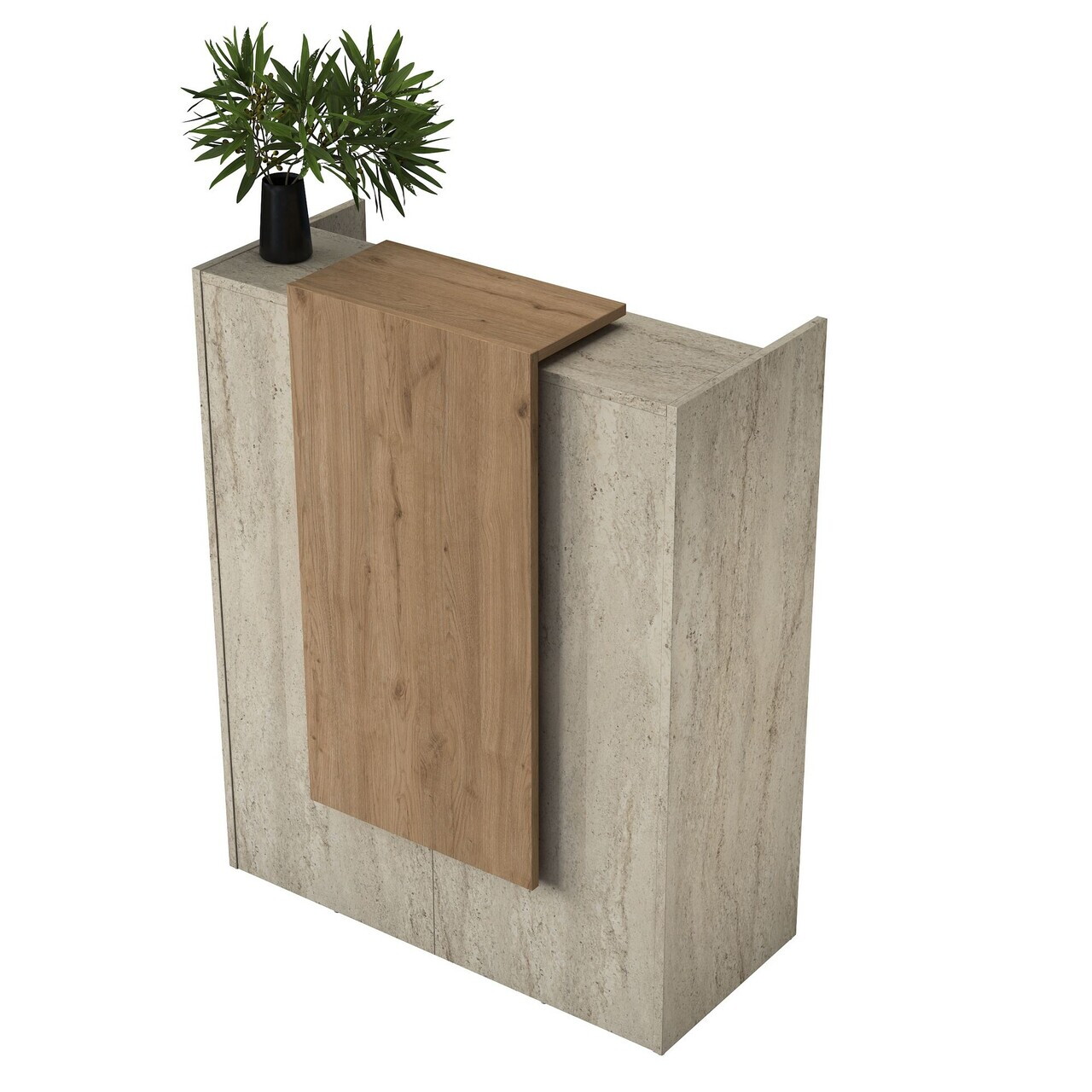 Masa de receptie, Hanah Home, MA104, 90x110x40 cm, PAL melaminat, Travertin / Nuc - view 8