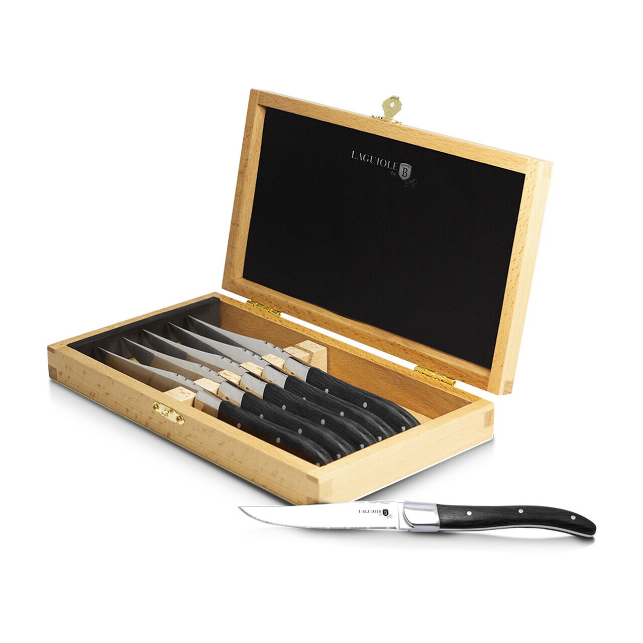 Set 6 cutite pentru friptura Berlinger Haus, Laguiole, inox, negru - view 2