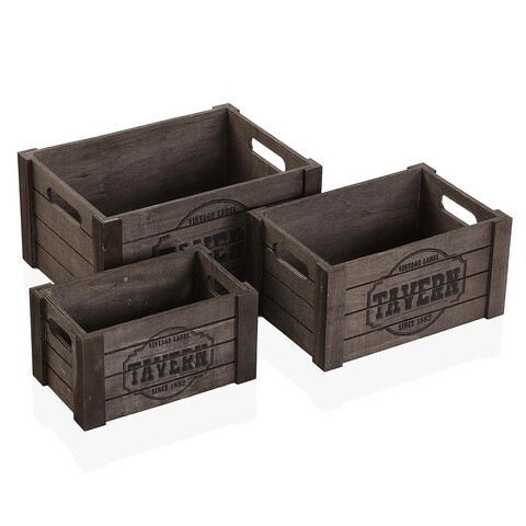 Set 3 cosuri de depozitare tavern, versa, 35x25x17 cm, lemn