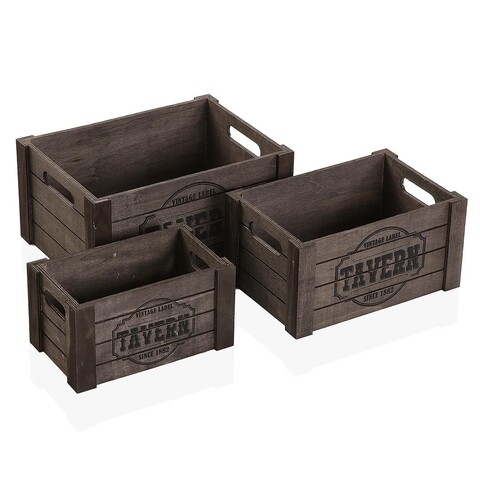 Set 3 cosuri de depozitare Tavern, Versa, 35x25x17 cm, lemn