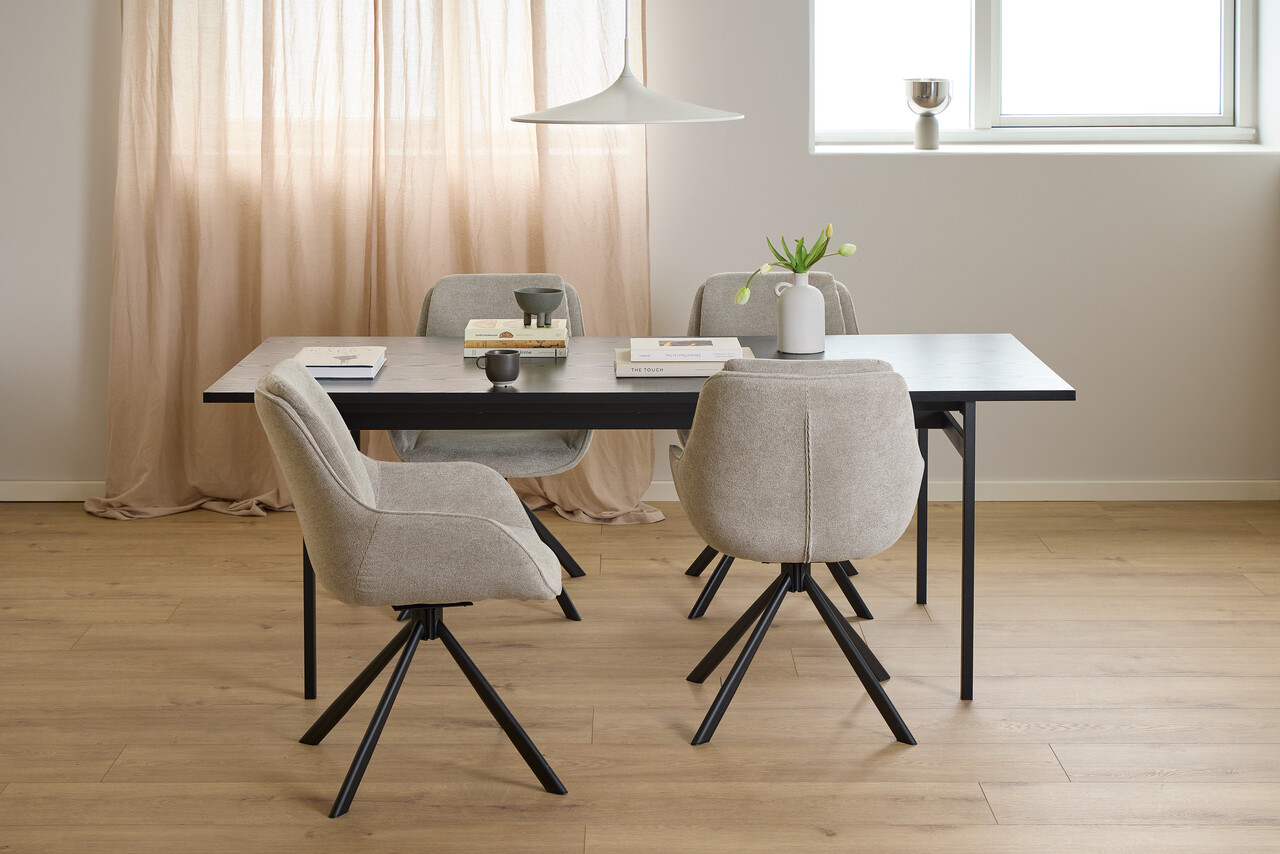 Scaun Carrie, Actona, 58.5x64x87.5 cm, rotativ, tesatura structurata/otel, bej nisip - view 3