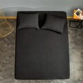 Set de pat pentru o persoana (cearceaf cu elastic si perna) 2 piese, Düzboya - Black, Eponj Home, 65% bumbac/35% poliester