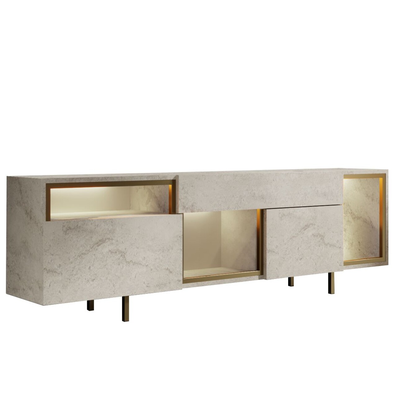 Comoda TV, Hanah Home, Norm, 180x55x32 cm, Travertin / Auriu - view 6