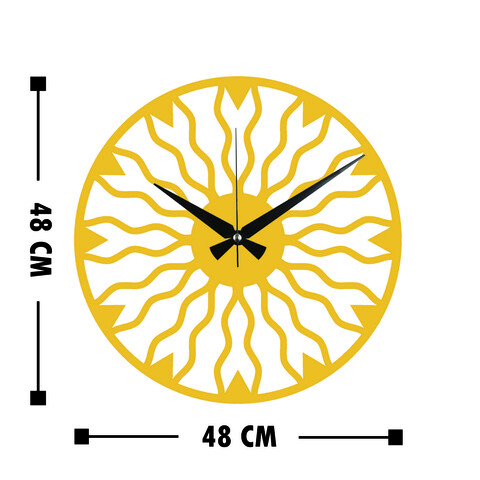 Ceas de perete, Metal Wall Clock 21, Metal, Dimensiune: 48 x 48 cm, Auriu