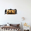 Decoratiune de perete, Wolves, 50% lemn/50% metal, Dimensiune: 88 x 39 x 3 cm, Negru