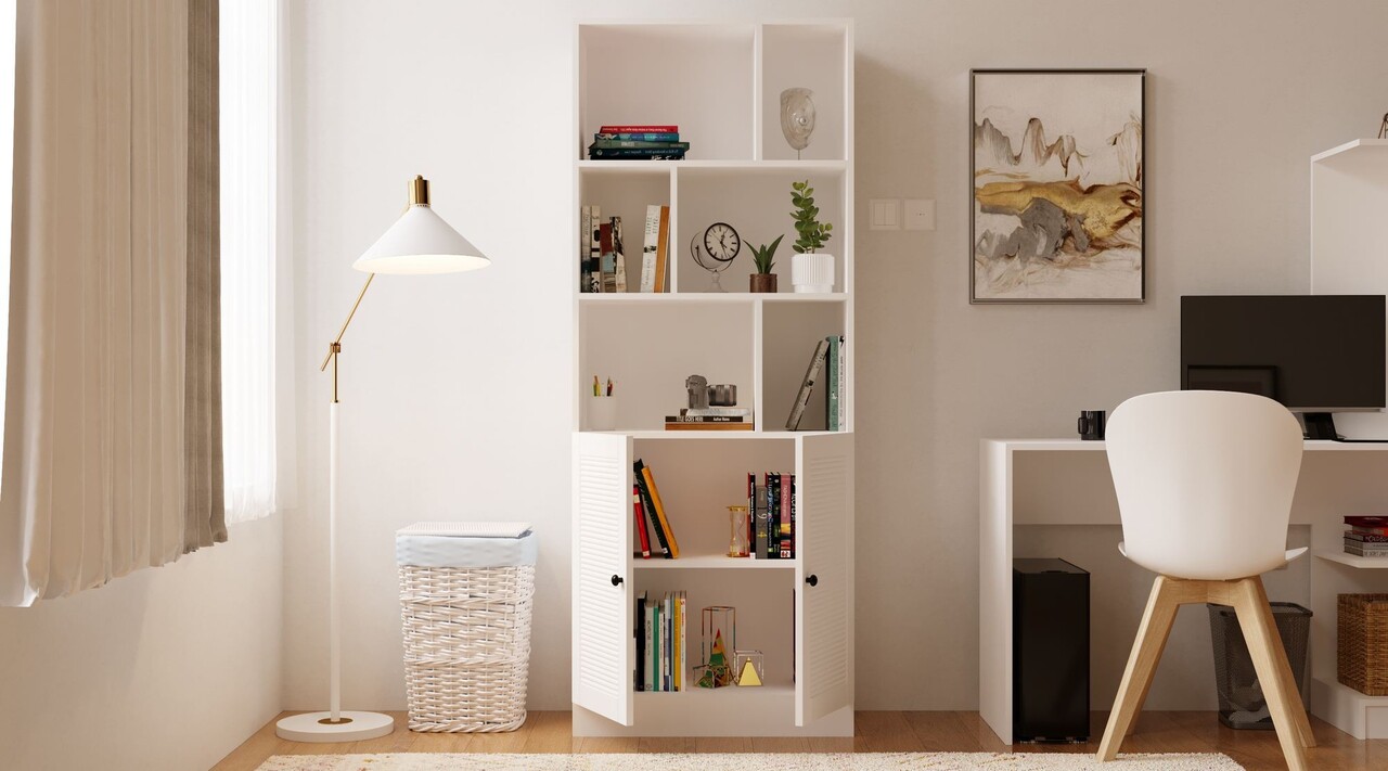 Corp biblioteca, Rabi, Rb-117, 70x180x33 cm, Alb mat - 2 | YEO
