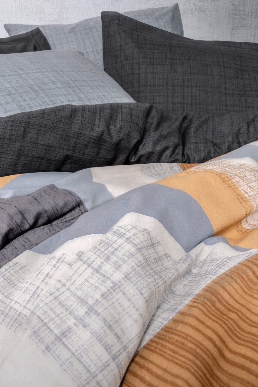 Lenjerie de pat dubla, Giorno - Grey, Cotton Box, Bumbac Ranforce